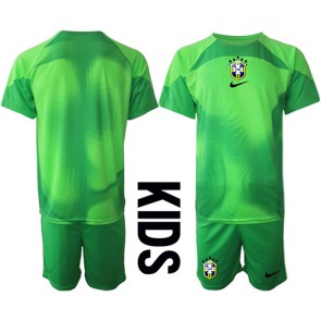 Brasilien Målvakt babykläder Bortatröja barn VM 2022 Korta ärmar (+ Korta byxor)